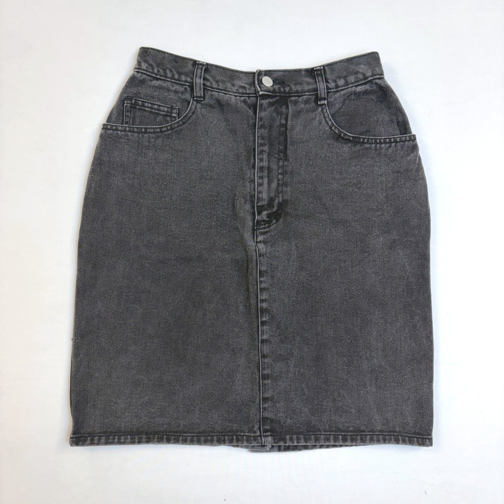 Vintage Jeanjer by Jordache Black Denim Skirt High Waisted Pencil 7/8 90s